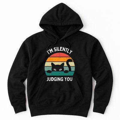 Funny Cats Lover Gifts I'm Silently Judging You Black Cat Hoodie