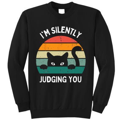 Funny Cats Lover Gifts I'm Silently Judging You Black Cat Sweatshirt