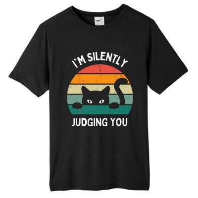 Funny Cats Lover Gifts I'm Silently Judging You Black Cat Tall Fusion ChromaSoft Performance T-Shirt