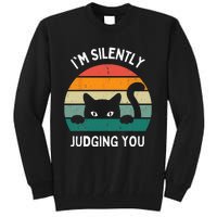 Funny Cats Lover Gifts I'm Silently Judging You Black Cat Tall Sweatshirt