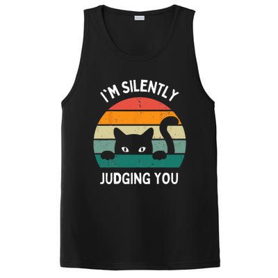 Funny Cats Lover Gifts I'm Silently Judging You Black Cat PosiCharge Competitor Tank