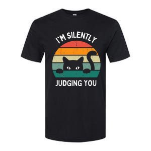 Funny Cats Lover Gifts I'm Silently Judging You Black Cat Softstyle CVC T-Shirt