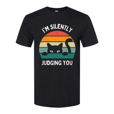 Funny Cats Lover Gifts I'm Silently Judging You Black Cat Softstyle CVC T-Shirt