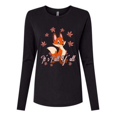 Funny Cute Love Fox Thanksgiving Happy Fall Yall Autumn Fall Yâ´All Womens Cotton Relaxed Long Sleeve T-Shirt