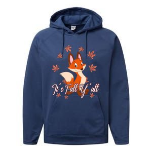 Funny Cute Love Fox Thanksgiving Happy Fall Yall Autumn Fall Yâ´All Performance Fleece Hoodie