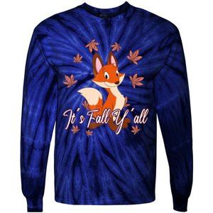 Funny Cute Love Fox Thanksgiving Happy Fall Yall Autumn Fall Yâ´All Tie-Dye Long Sleeve Shirt