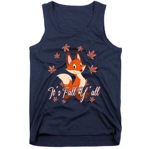 Funny Cute Love Fox Thanksgiving Happy Fall Yall Autumn Fall Yâ´All Tank Top