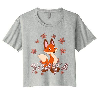 Funny Cute Love Fox Thanksgiving Happy Fall Yall Autumn Fall Yâ´All Women's Crop Top Tee