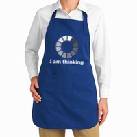 Funny Computer Loading I Am Thinking Gift Full-Length Apron With Pockets