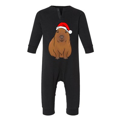 funny Capybara Lover Cute Christmas Capybara Infant Fleece One Piece