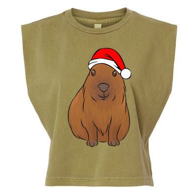 funny Capybara Lover Cute Christmas Capybara Garment-Dyed Women's Muscle Tee