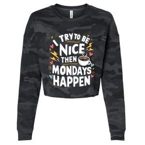 Funny Coffee LoverS Monday Hater Cropped Pullover Crew