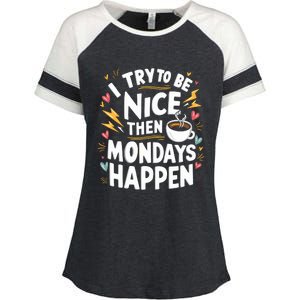 Funny Coffee LoverS Monday Hater Enza Ladies Jersey Colorblock Tee