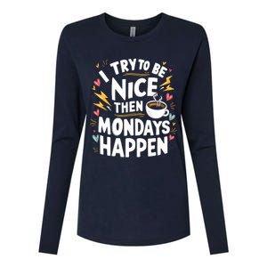 Funny Coffee LoverS Monday Hater Womens Cotton Relaxed Long Sleeve T-Shirt