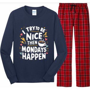 Funny Coffee LoverS Monday Hater Long Sleeve Pajama Set