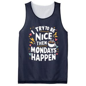 Funny Coffee LoverS Monday Hater Mesh Reversible Basketball Jersey Tank