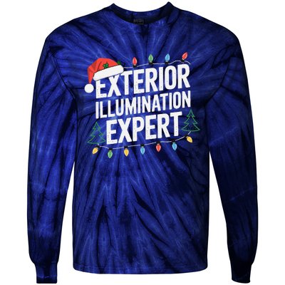 Funny Christmas Lights Exterior Illumination Expert Tie-Dye Long Sleeve Shirt