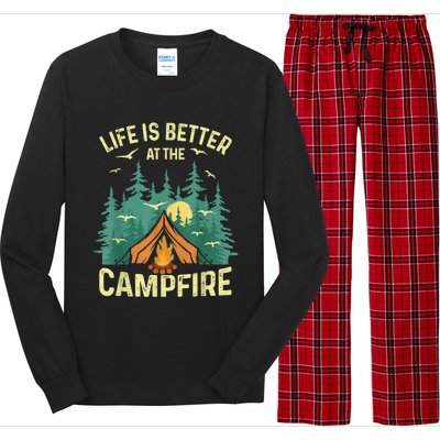 Funny Camping Lover Design For Men Women Camping Vacationist Long Sleeve Pajama Set