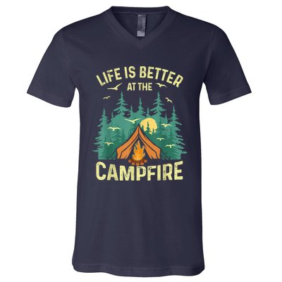 Funny Camping Lover Design For Men Women Camping Vacationist V-Neck T-Shirt