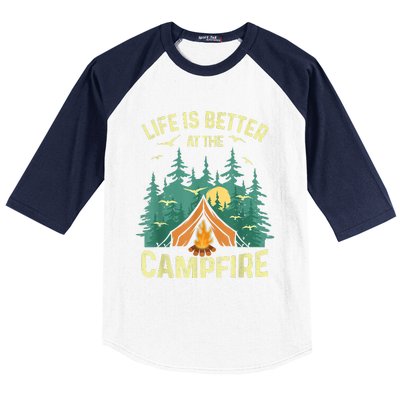 Funny Camping Lover Design For Men Women Camping Vacationist Baseball Sleeve Shirt