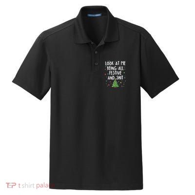 Funny Christmas Look At Me Being All Festive And Shit Dry Zone Grid Polo