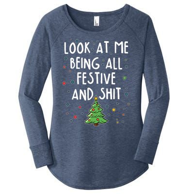 Funny Christmas Look At Me Being All Festive And Shit Women's Perfect Tri Tunic Long Sleeve Shirt