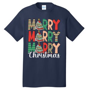 Funny Christmas Librarian Books Xmas Tree Love Reading Books Tall T-Shirt