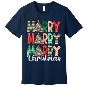 Funny Christmas Librarian Books Xmas Tree Love Reading Books Premium T-Shirt