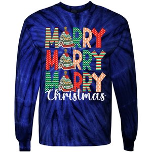 Funny Christmas Librarian Books Xmas Tree Love Reading Books Tie-Dye Long Sleeve Shirt