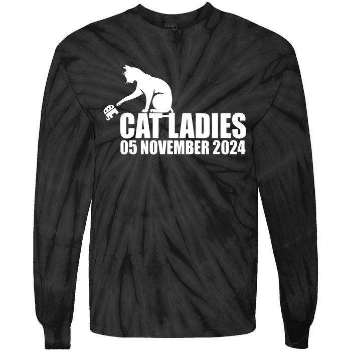 Funny Cat Ladies Tie-Dye Long Sleeve Shirt