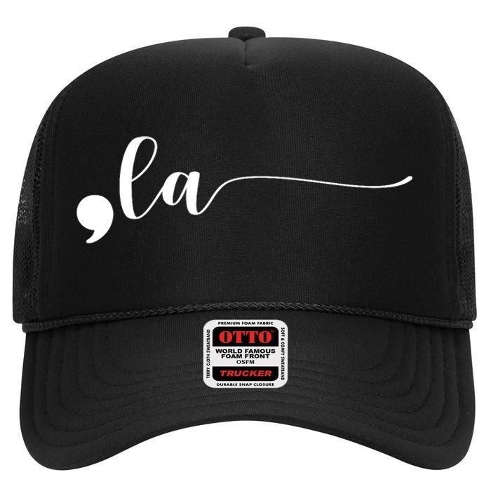 Funny Comma La Kamala Harris Punctuation La Election Vote High Crown Mesh Back Trucker Hat