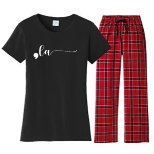 Funny Comma La Kamala Harris Punctuation La Election Vote Women's Flannel Pajama Set