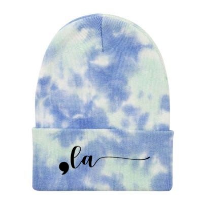 Funny Comma La Kamala Harris Punctuation La Election Vote Tie Dye 12in Knit Beanie