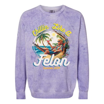 Funny Chillin Like A Felon Summer 2024 Trump Supporter Colorblast Crewneck Sweatshirt