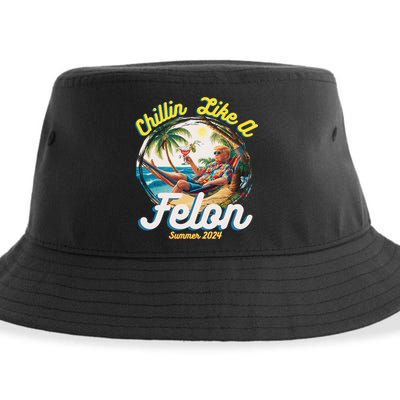 Funny Chillin Like A Felon Summer 2024 Trump Supporter Sustainable Bucket Hat
