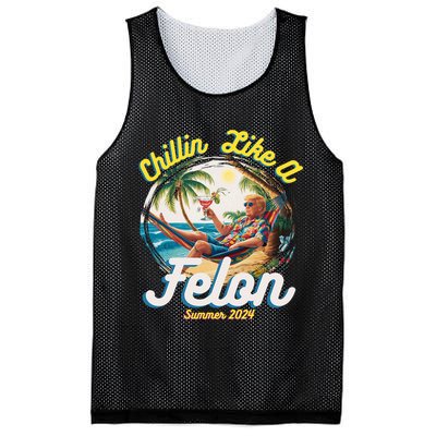 Funny Chillin Like A Felon Summer 2024 Trump Supporter Mesh Reversible Basketball Jersey Tank