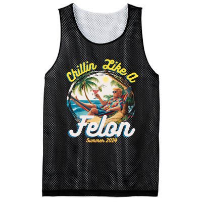 Funny Chillin Like A Felon Summer 2024 Trump Supporter Mesh Reversible Basketball Jersey Tank