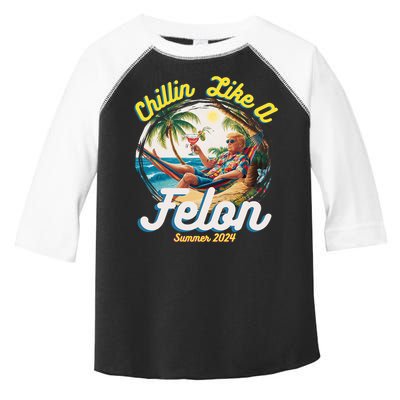 Funny Chillin Like A Felon Summer 2024 Trump Supporter Toddler Fine Jersey T-Shirt