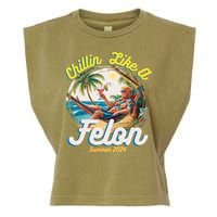 Funny Chillin Like A Felon Summer 2024 Trump Supporter Garment-Dyed Women's Muscle Tee
