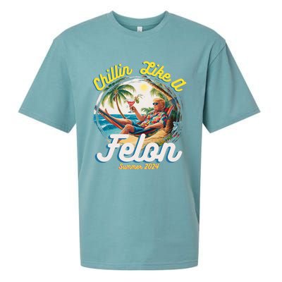 Funny Chillin Like A Felon Summer 2024 Trump Supporter Sueded Cloud Jersey T-Shirt