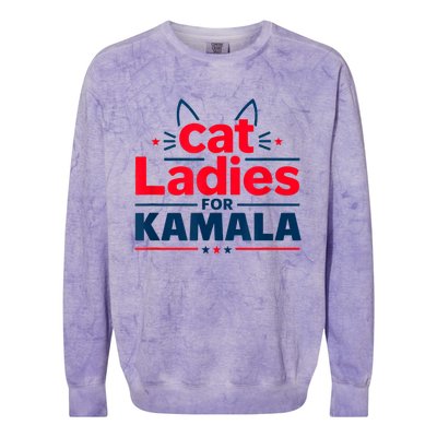 Funny Cat Ladies For Kamal Harris Cat Lettering Positive Gift Colorblast Crewneck Sweatshirt