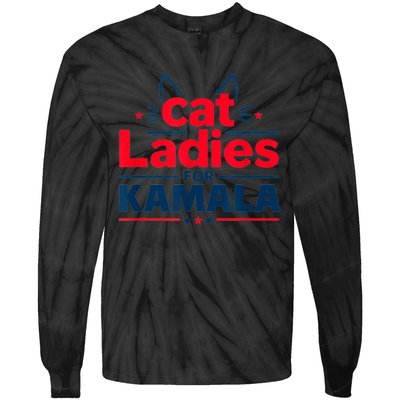 Funny Cat Ladies For Kamal Harris Cat Lettering Positive Gift Tie-Dye Long Sleeve Shirt