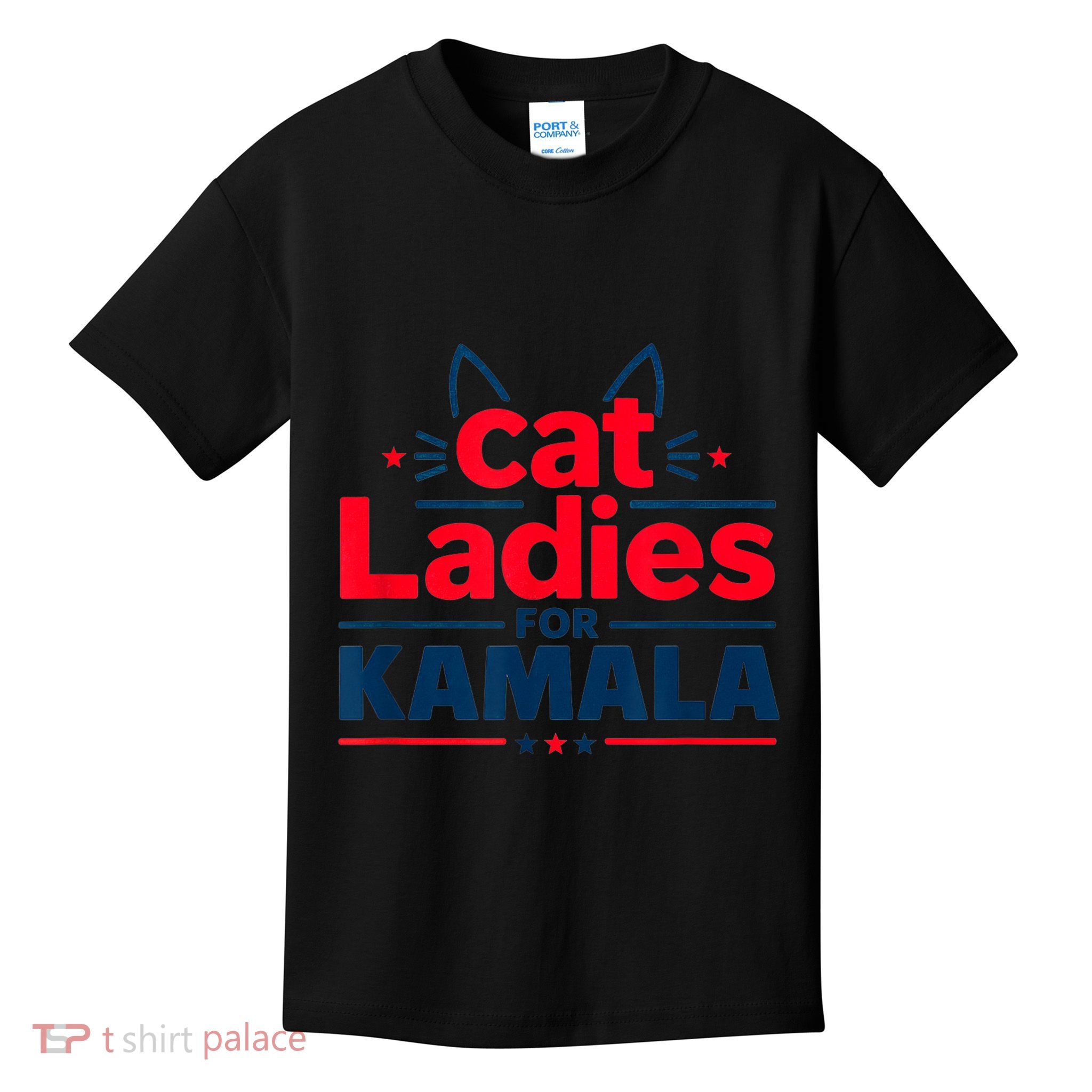 Funny Cat Ladies For Kamal Harris Cat Lettering Positive Gift Kids T-Shirt