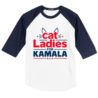 Funny Cat Ladies For Kamal Harris Cat Lettering Positive Gift Baseball Sleeve Shirt