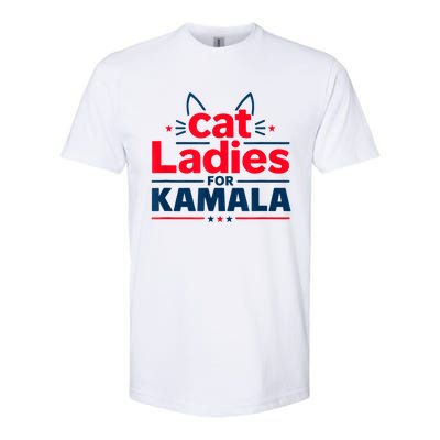 Funny Cat Ladies For Kamal Harris Cat Lettering Positive Gift Softstyle CVC T-Shirt