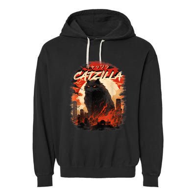 Funny Cat Lover Catzilla Cat Humor Cat Garment-Dyed Fleece Hoodie