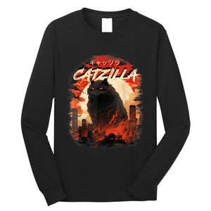 Funny Cat Lover Catzilla Cat Humor Cat Long Sleeve Shirt