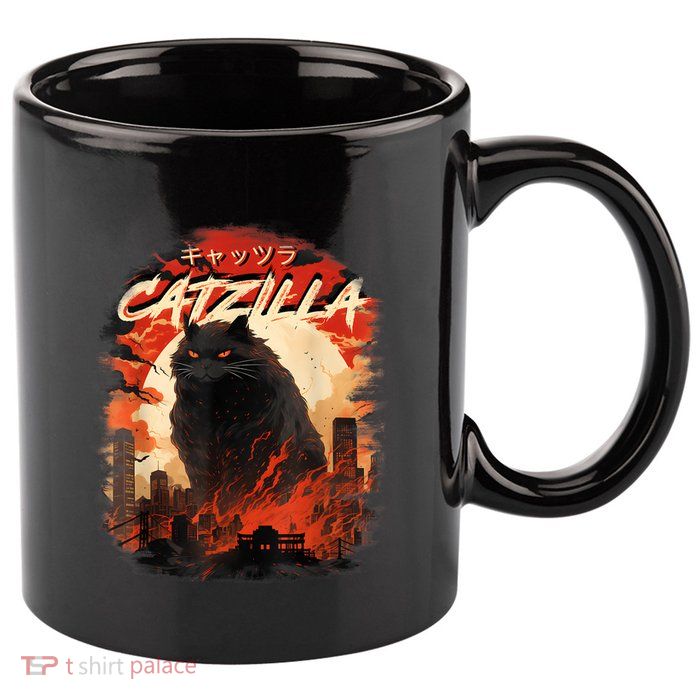 Funny Cat Lover Catzilla Cat Humor Cat 11oz C Handle Ceramic Mug