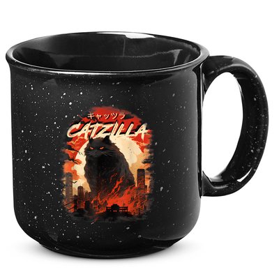 Funny Cat Lover Catzilla Cat Humor Cat 15oz Campfire Ceramic Mug