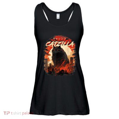 Funny Cat Lover Catzilla Cat Humor Cat Ladies Essential Flowy Tank
